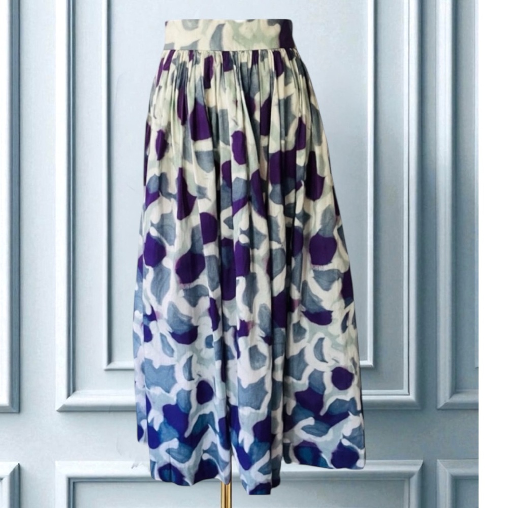 New! DRIES VAN NOTEN Runway Couture Cotton Print Full Skirt Size 40
